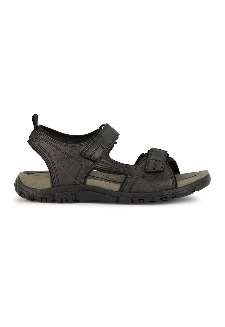 Geox Sandale de piele ecologica cu velcro - Negru