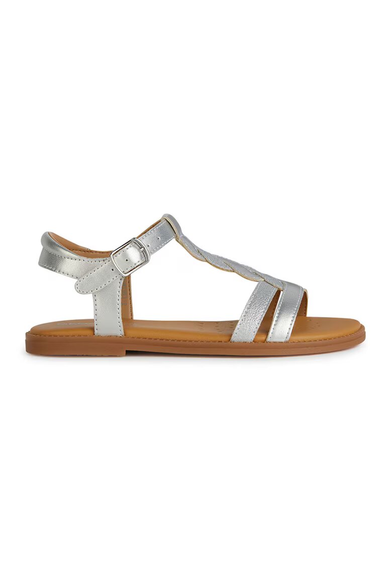 Geox Sandale de piele ecologica Karly - Argintiu