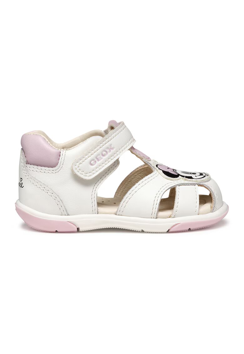 Geox Sandale de piele ecologica si piele cu Minnie Mouse - Alb/Roz pal