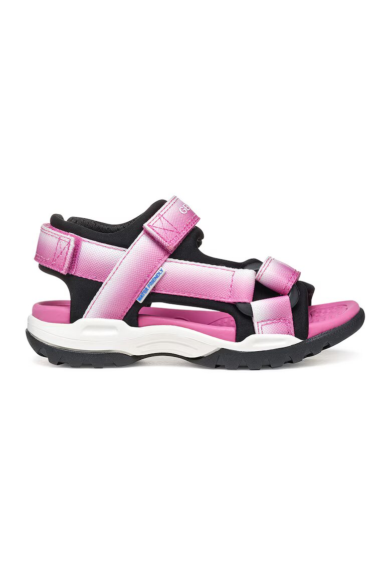 Geox Sandale din material textil cu velcro - Alb/Negru/Roz