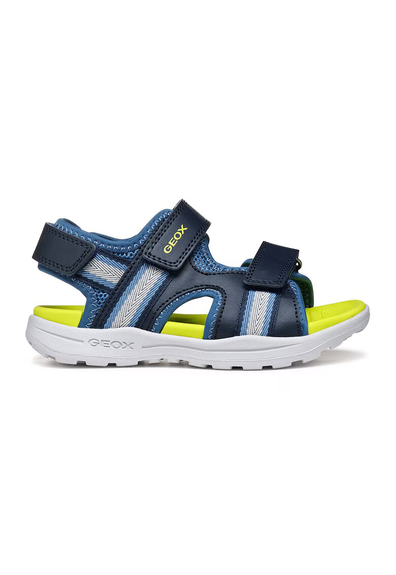 Geox Sandale din material textil cu velcro - Galben/Bleumarin