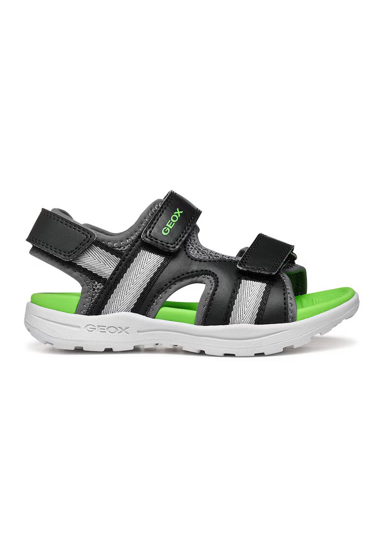 Geox Sandale din material textil cu velcro - Verde/Negru/Gri