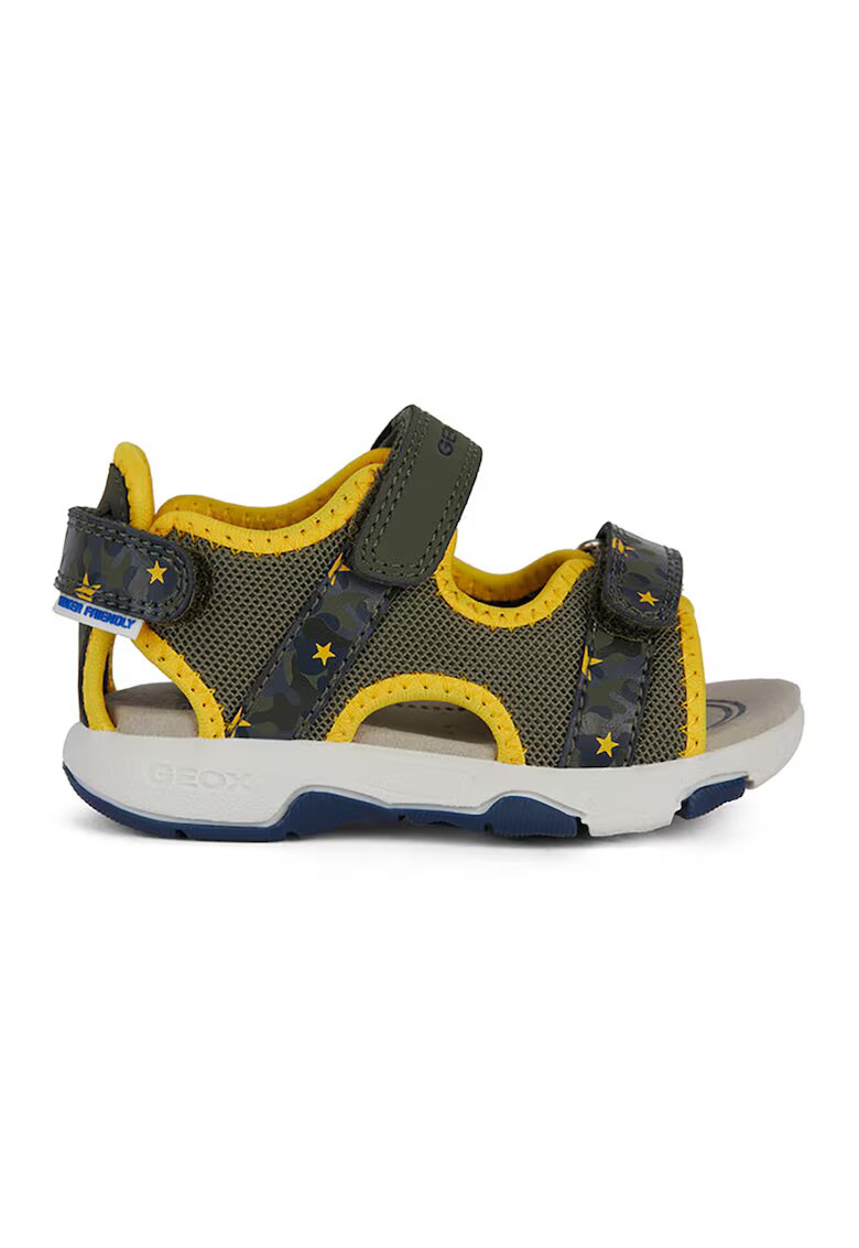 Geox Sandale din material textil si piele ecologica - Galben/Kaki