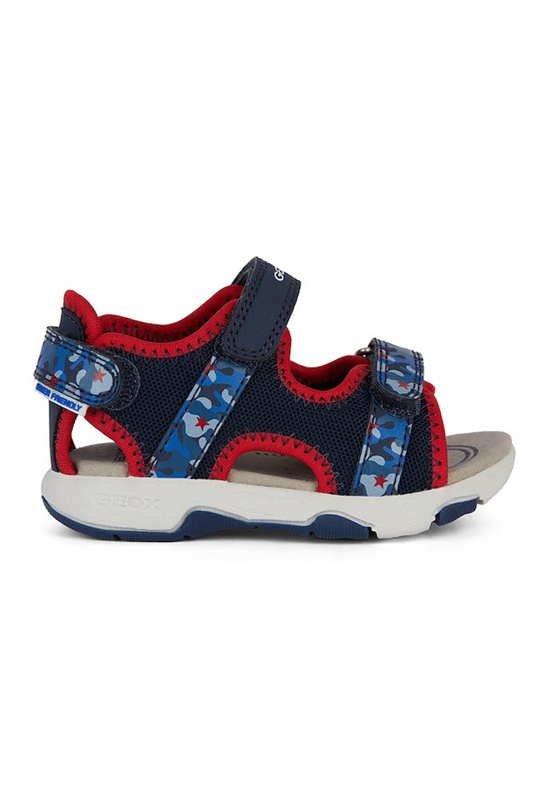 Geox Sandale din material textil si piele ecologica - Rosu/Bleumarin