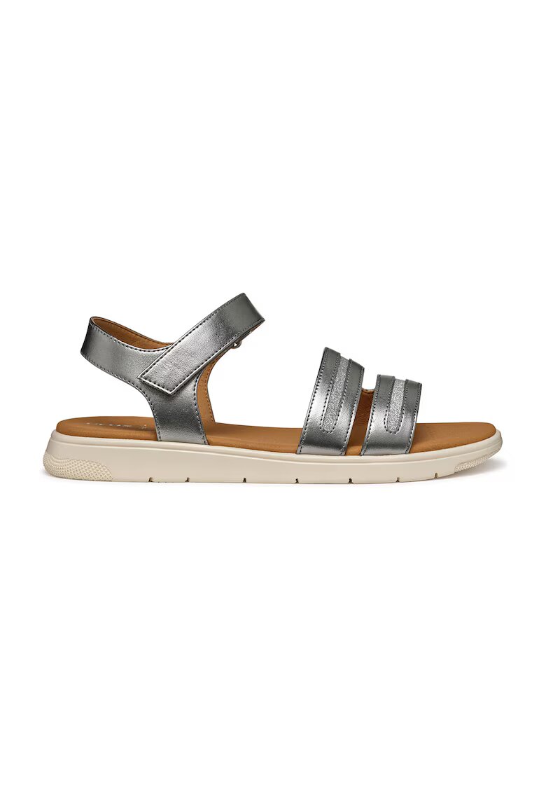 Geox Sandale din piele ecologica cu inchidere velcro - Argintiu inchis