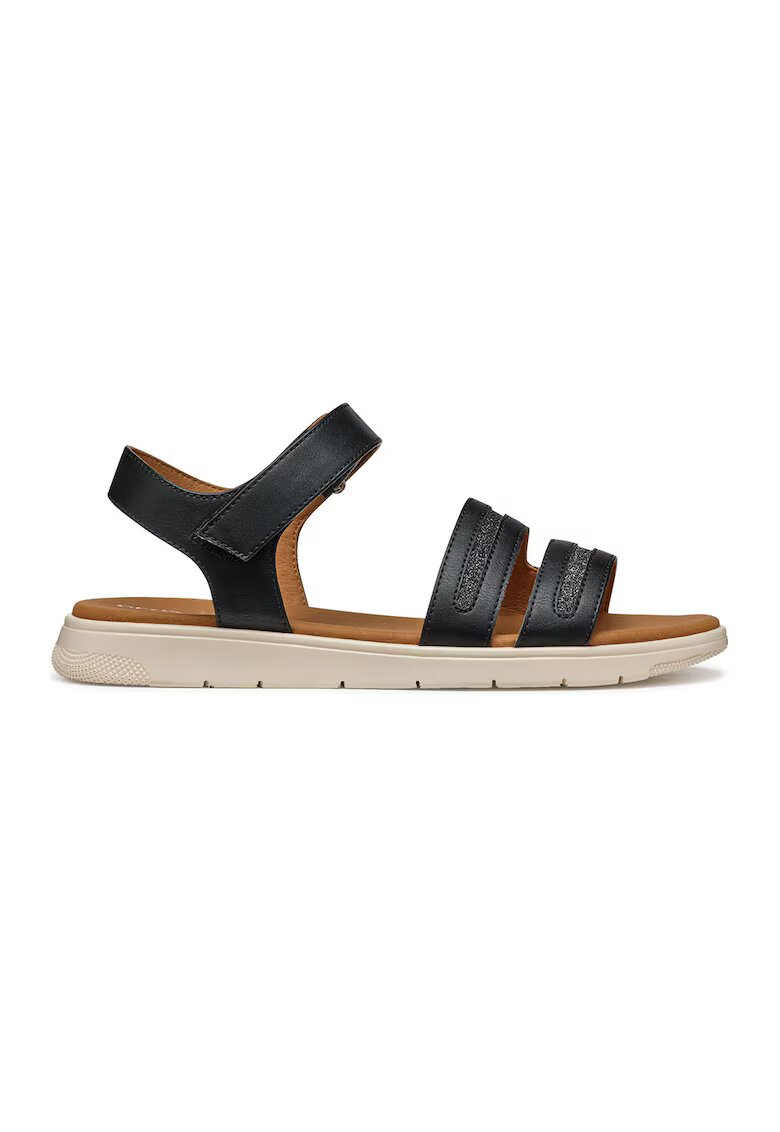 Geox Sandale din piele ecologica cu inchidere velcro - Negru