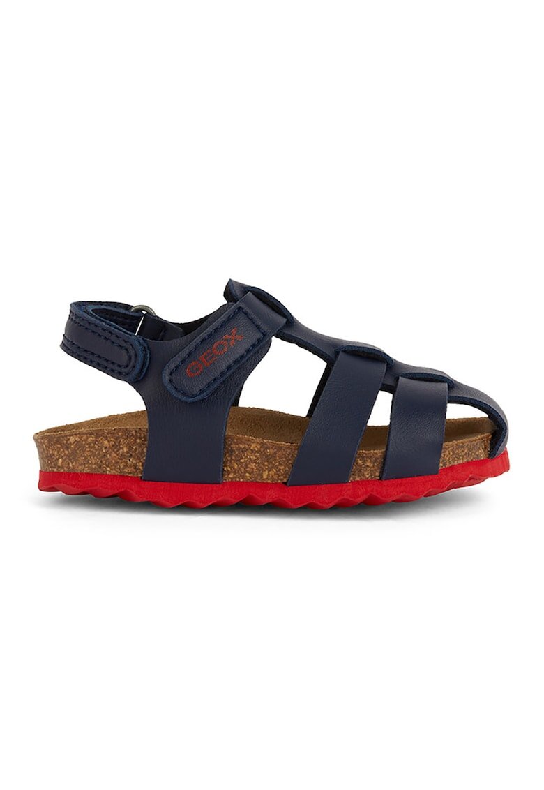 Geox Sandale din piele ecologica cu inchidere velcro - Rosu/Bleumarin