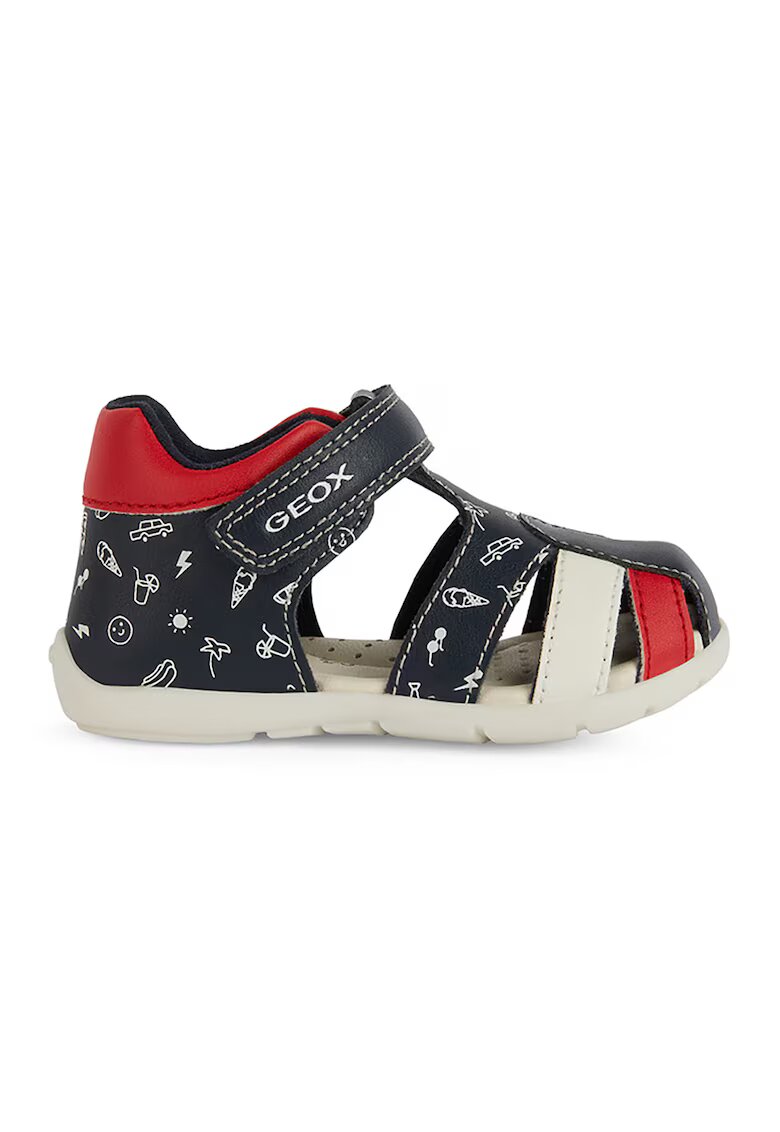 Geox Sandale din piele ecologica cu inchidere velcro - Rosu/Bleumarin
