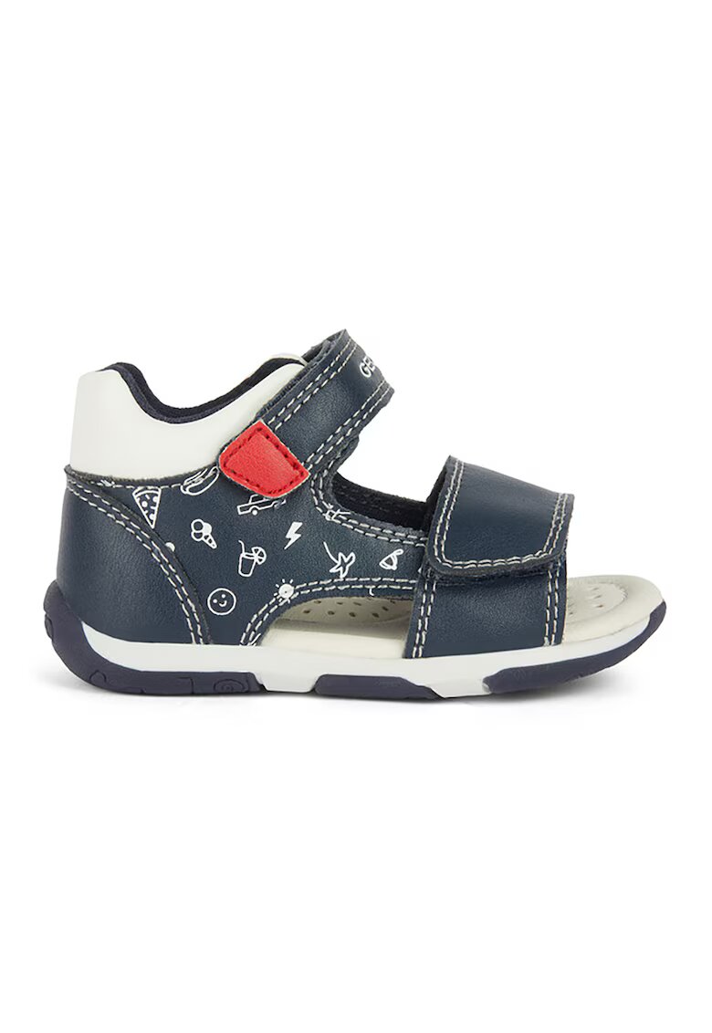 Geox Sandale din piele ecologica cu inchidere velcro - Rosu/Bleumarin