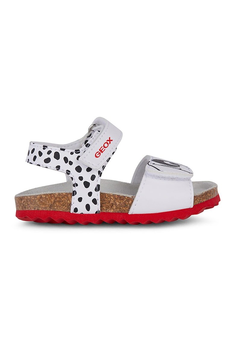 Geox Sandale din piele ecologica cu model cu 101 dalmatieni - Alb/Negru