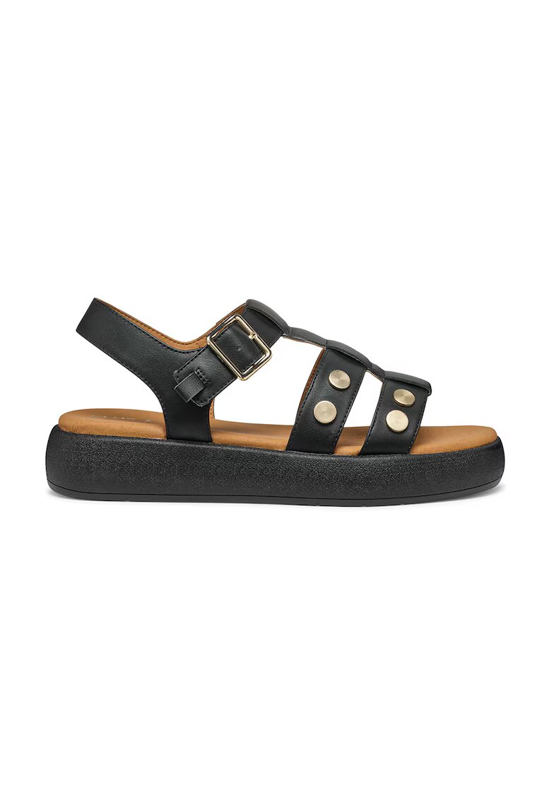 Geox Sandale din piele ecologica cu platforma si detalii metalice - Negru
