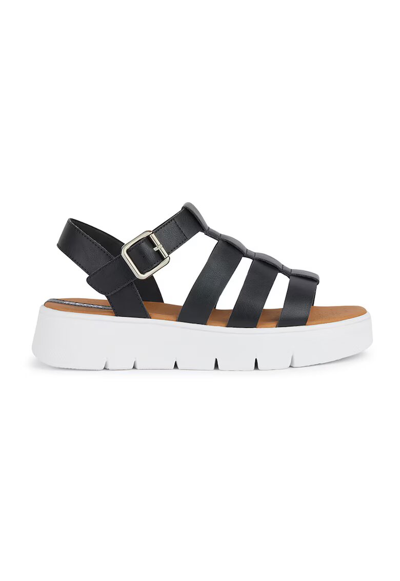 Geox Sandale din piele ecologica cu talpa wedge - Negru