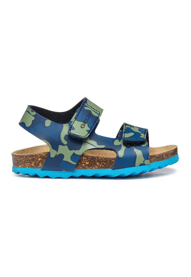 Geox Sandale din piele ecologica cu velcro - Albastru inchis