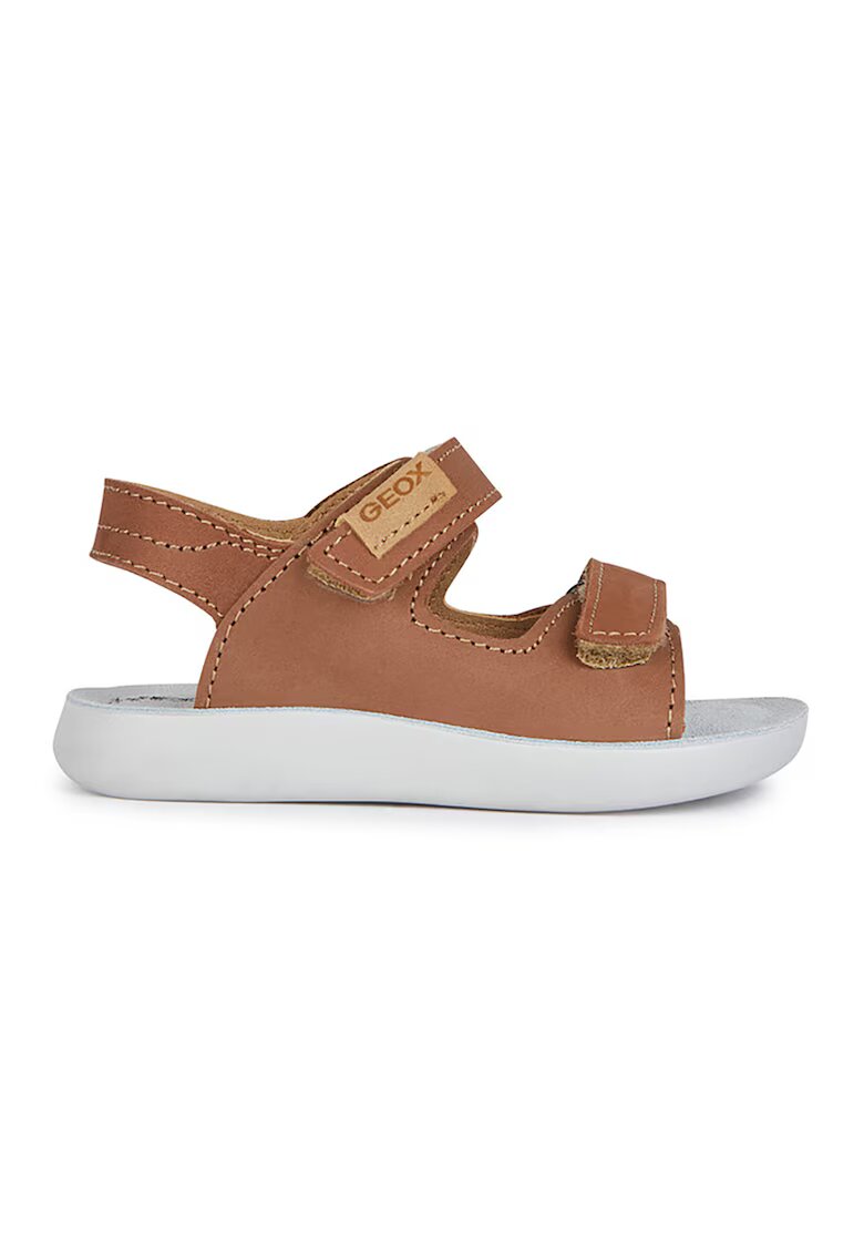 Geox Sandale din piele nabuc cu inchidere velcro - Maro scortisoara