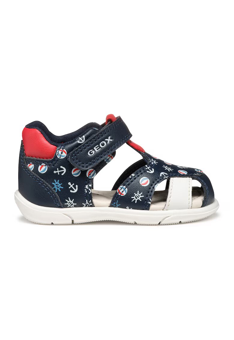 Geox Sandale fisherman cu velcro si imprimeu - Rosu/Bleumarin