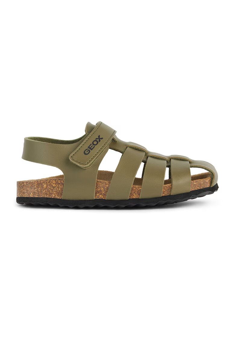 Geox Sandale fisherman de piele ecologica - Kaki