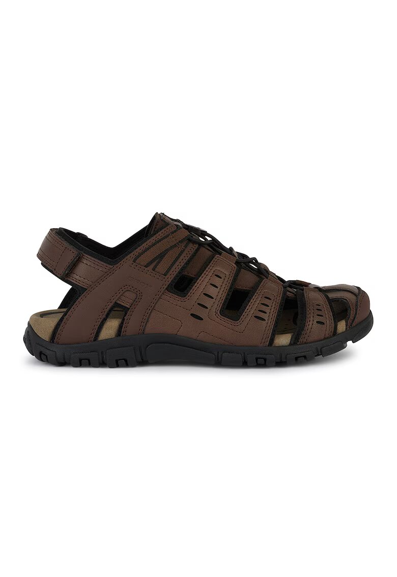 Geox Sandale fisherman de piele ecologica - Maro inchis