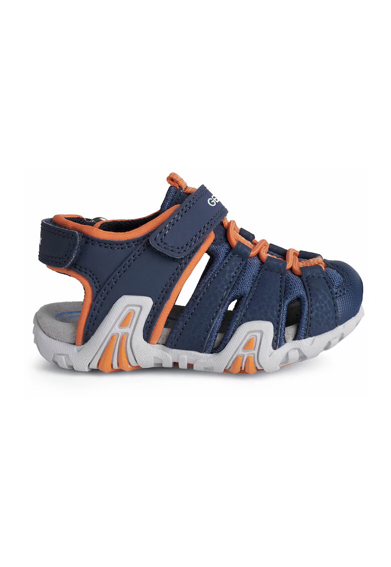 Geox Sandale fisherman de piele ecologica si material textil Kraze - Portocaliu/Bleumarin