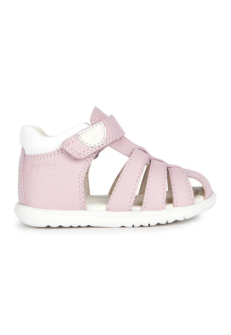 Geox Sandale fisherman din piele si piele ecologica - Roz pastel/Alb optic