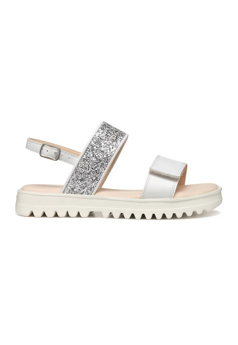 Geox Sandale flatform cu catarama - Alb murdar/Argintiu