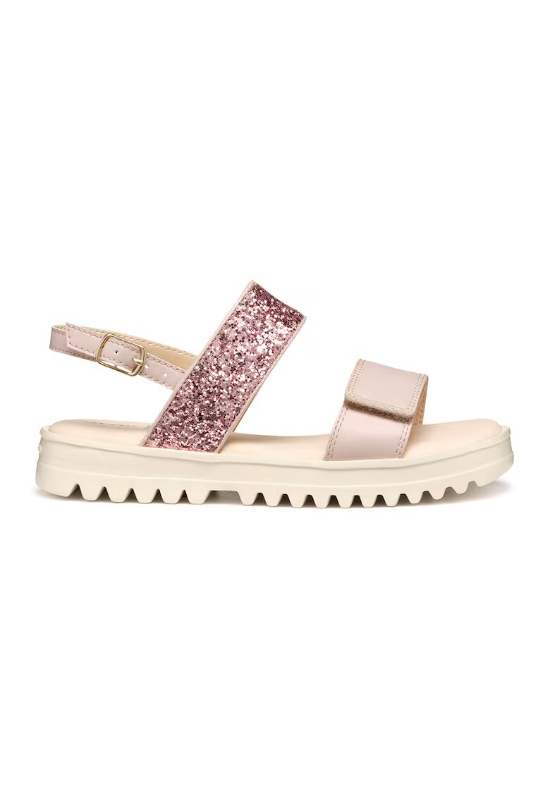 Geox Sandale flatform cu catarama - Maro taupe deschis/Roz