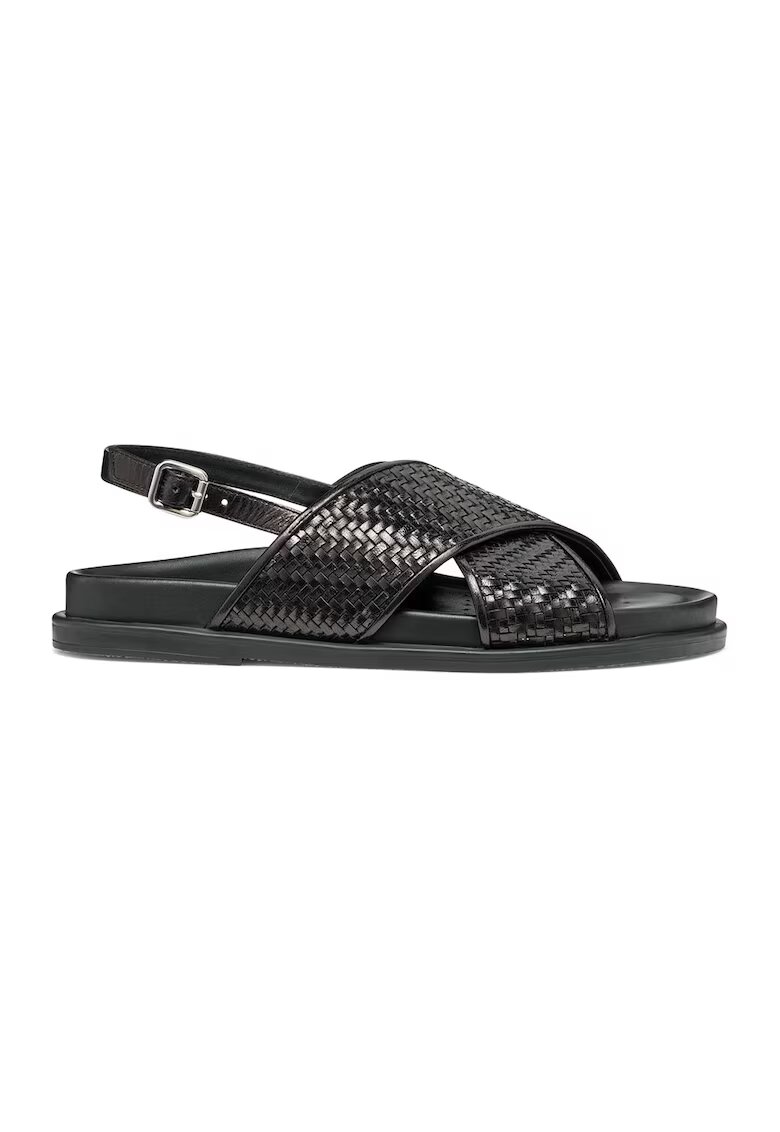 Geox Sandale slingback din piele cu aspect tesut - Negru