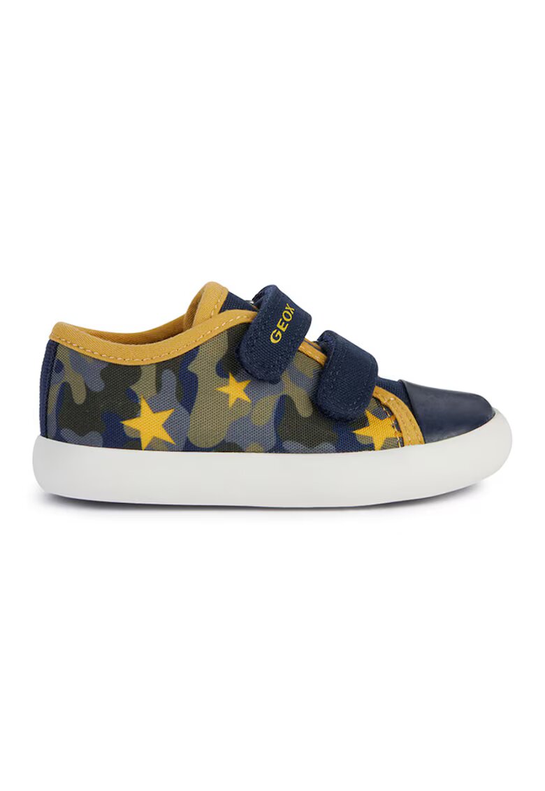 Geox Tenisi cu velcro si imprimeu - Galben/Bleumarin