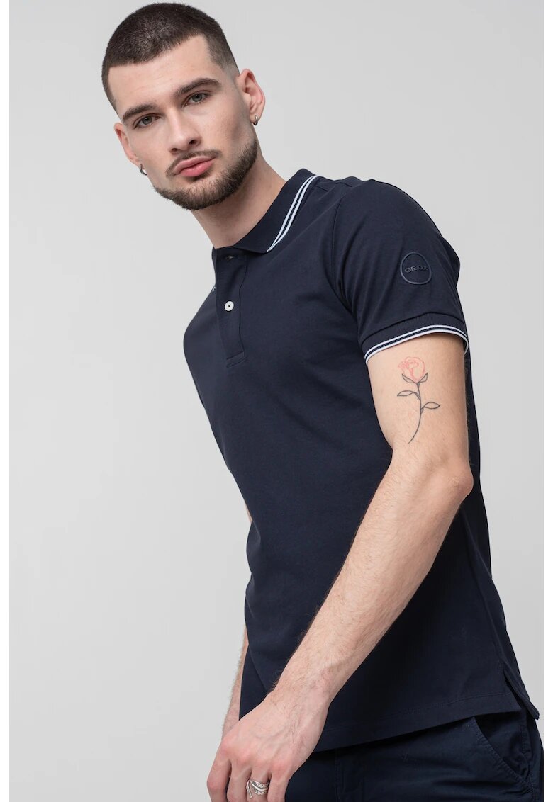 Geox Tricou polo cu model in dungi - Bleumarin