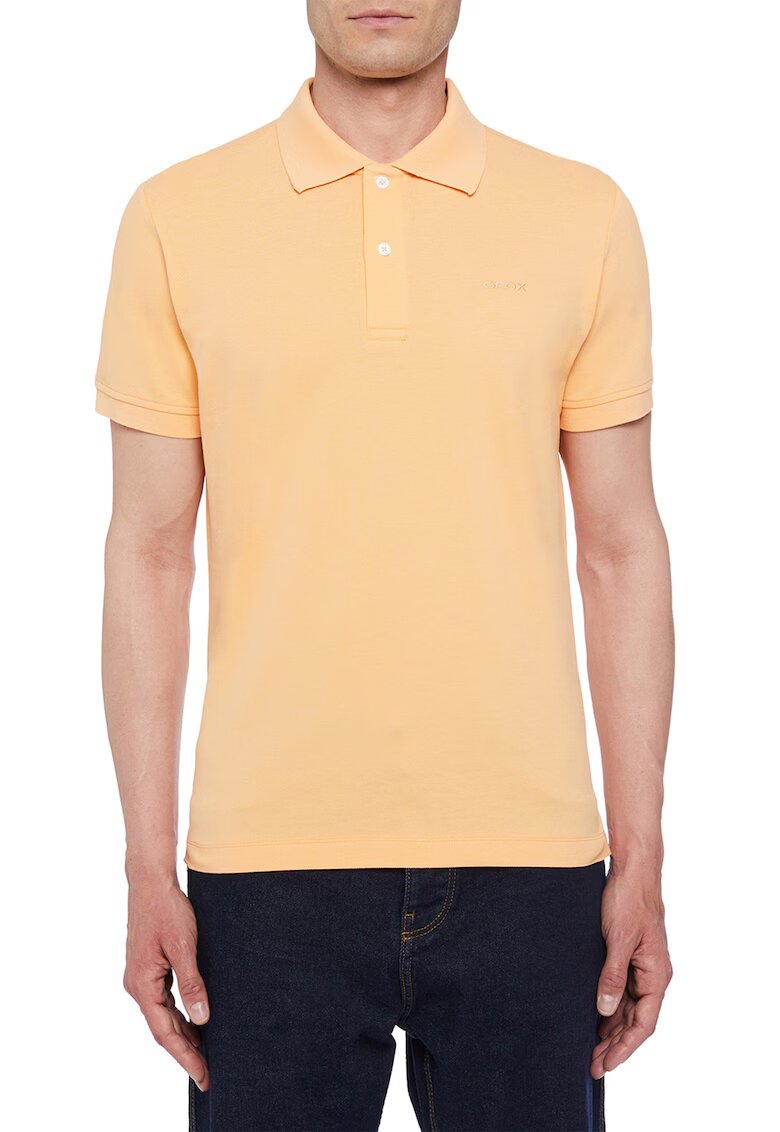 Geox Tricou polo din pique cu logo mic brodat - Portocaliu pal