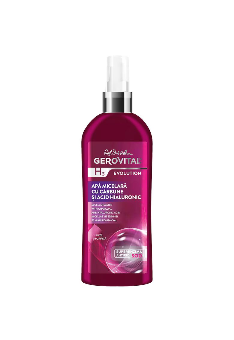 Gerovital Apa micelara H3 Evolution cu carbune si acid hialuronic - 150 ml