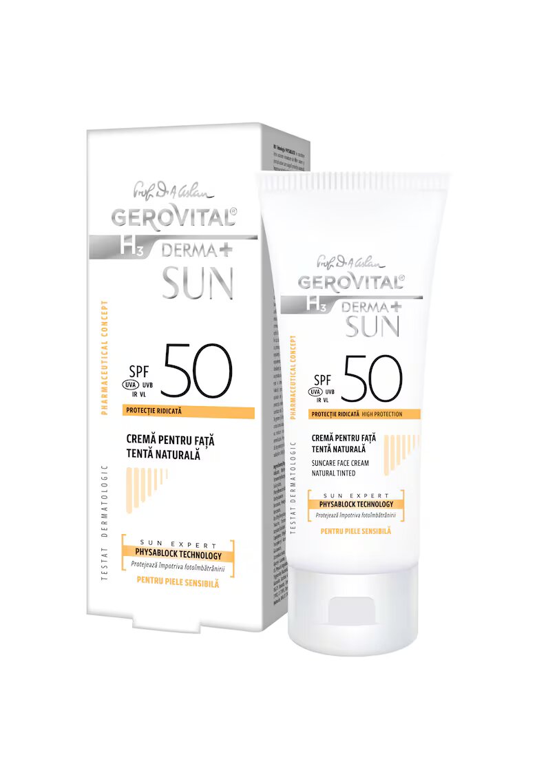 Gerovital Crema pentru fata H3 Derma+ Sun - cu SPF 50 - tenta naturala - 50 ml