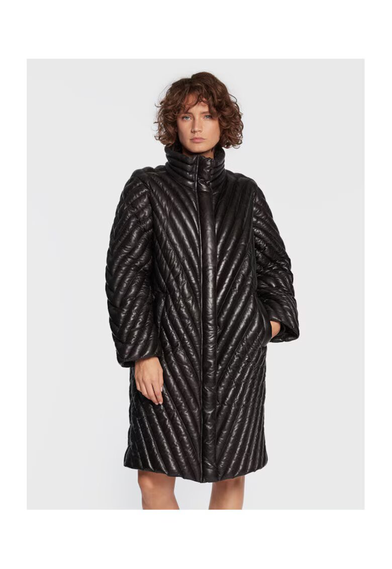 Gestuz Geaca dama - 300817698 - Piele naturala - Negru - Negru