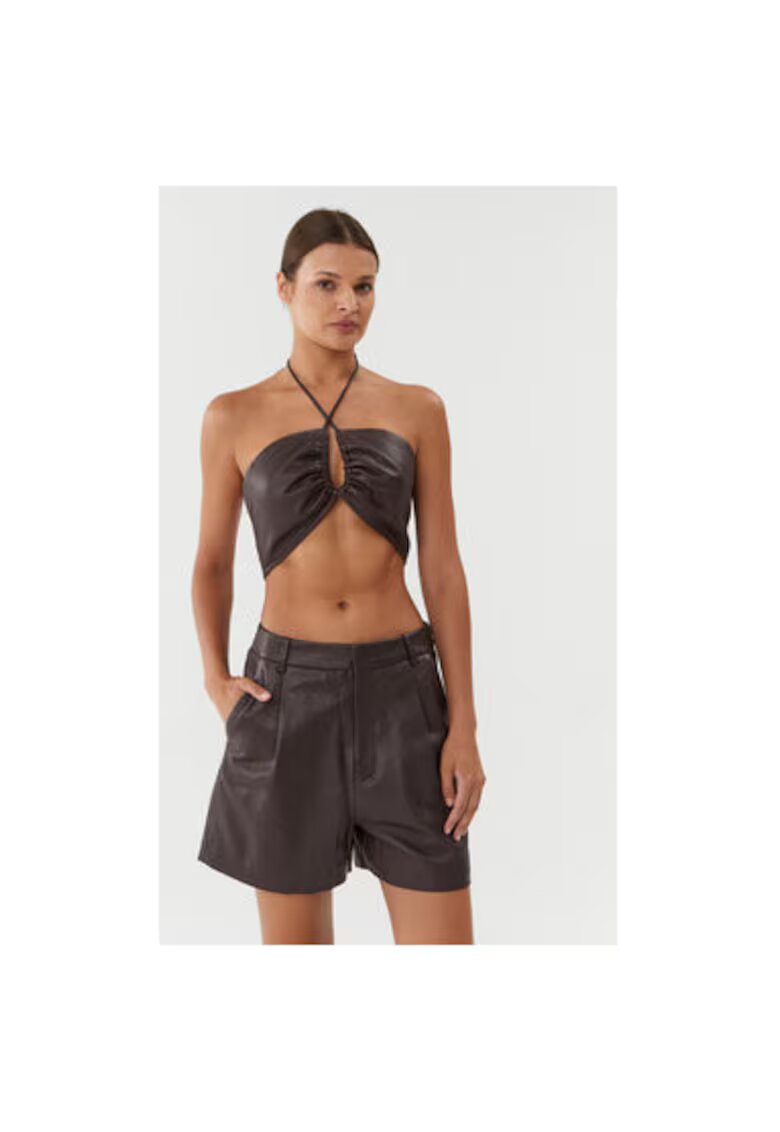 Gestuz Tricou dama - 302655977 - Piele naturala - Maro - Maro