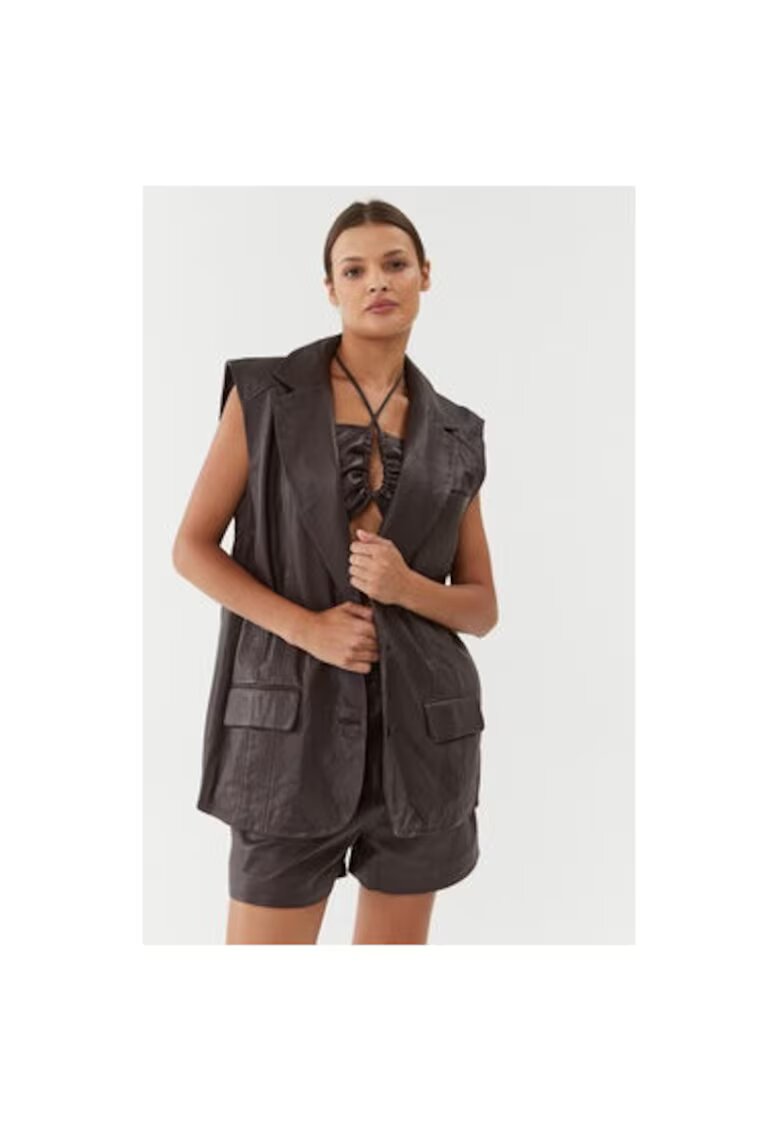Gestuz Vesta dama - 302655953 - Piele naturala - Maro - Maro