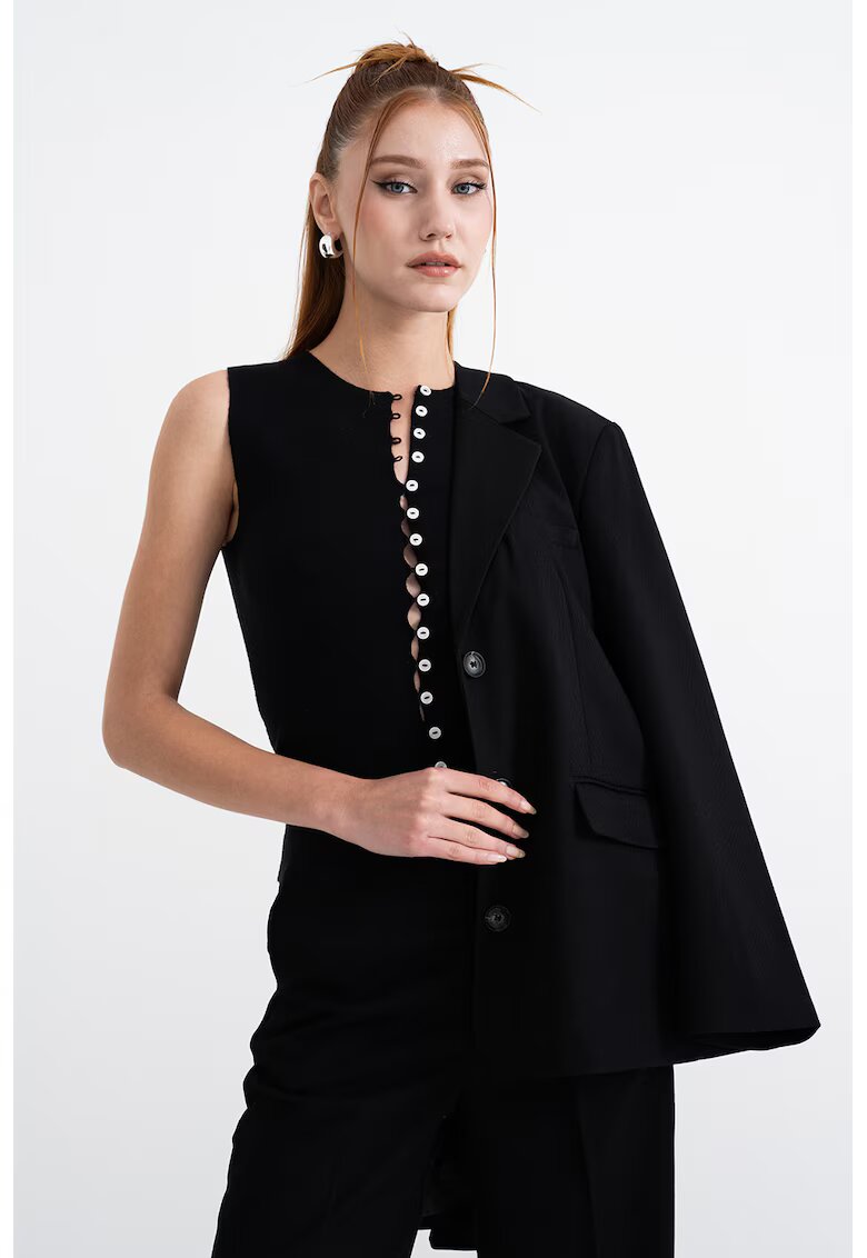 Gina Tricot Bluza cu nasturi - fara maneci - Negru