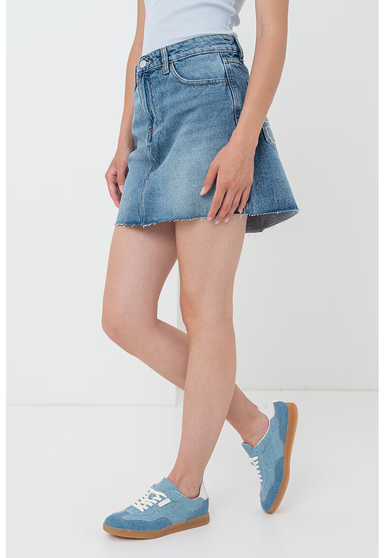 Gina Tricot Fusta mini din denim - Albastru melange