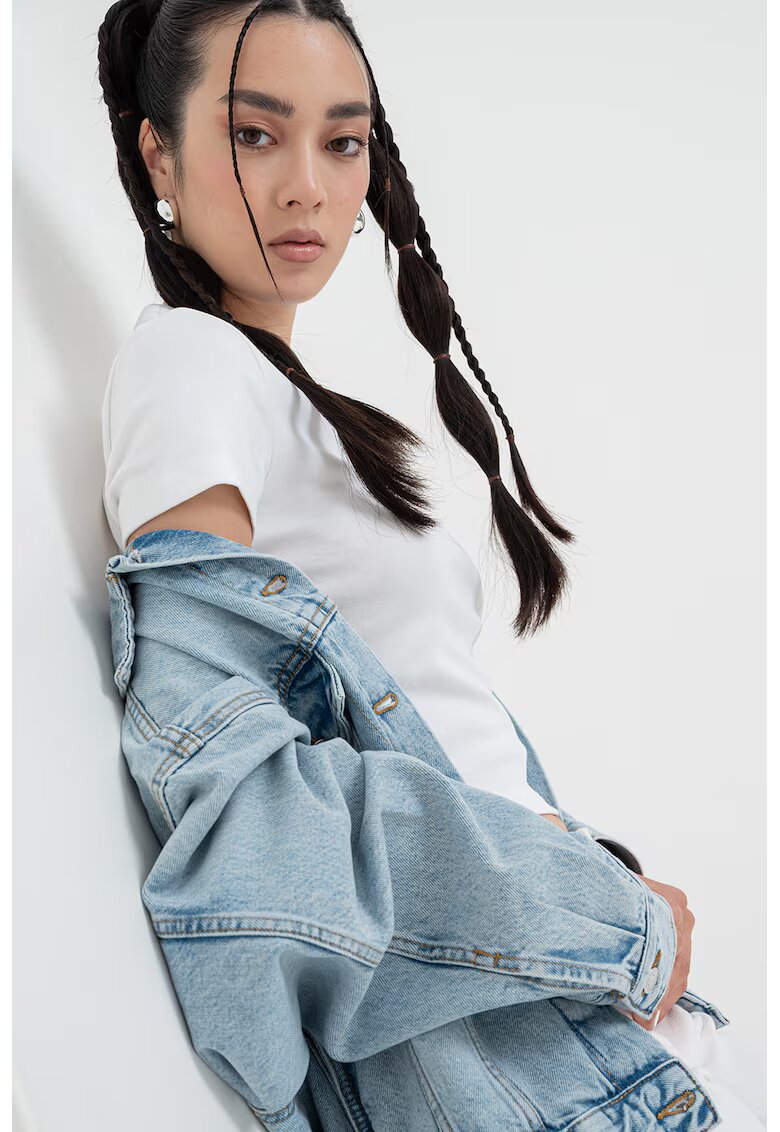 Gina Tricot Jacheta relaxed-fit din denim - Albastru melange