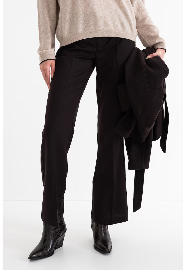Gina Tricot Pantaloni cu pliuri si talie joasa - Maro inchis