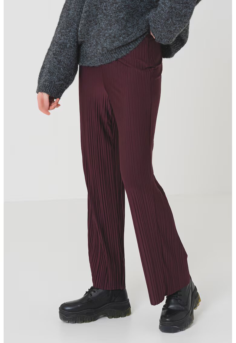Gina Tricot Pantaloni drepti cu pliuri - Visiniu