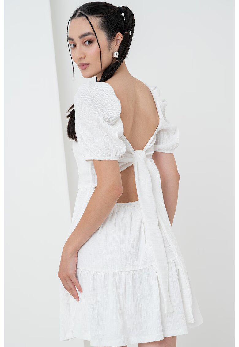 Gina Tricot Rochie evazata cu decolteu patrat - Alb