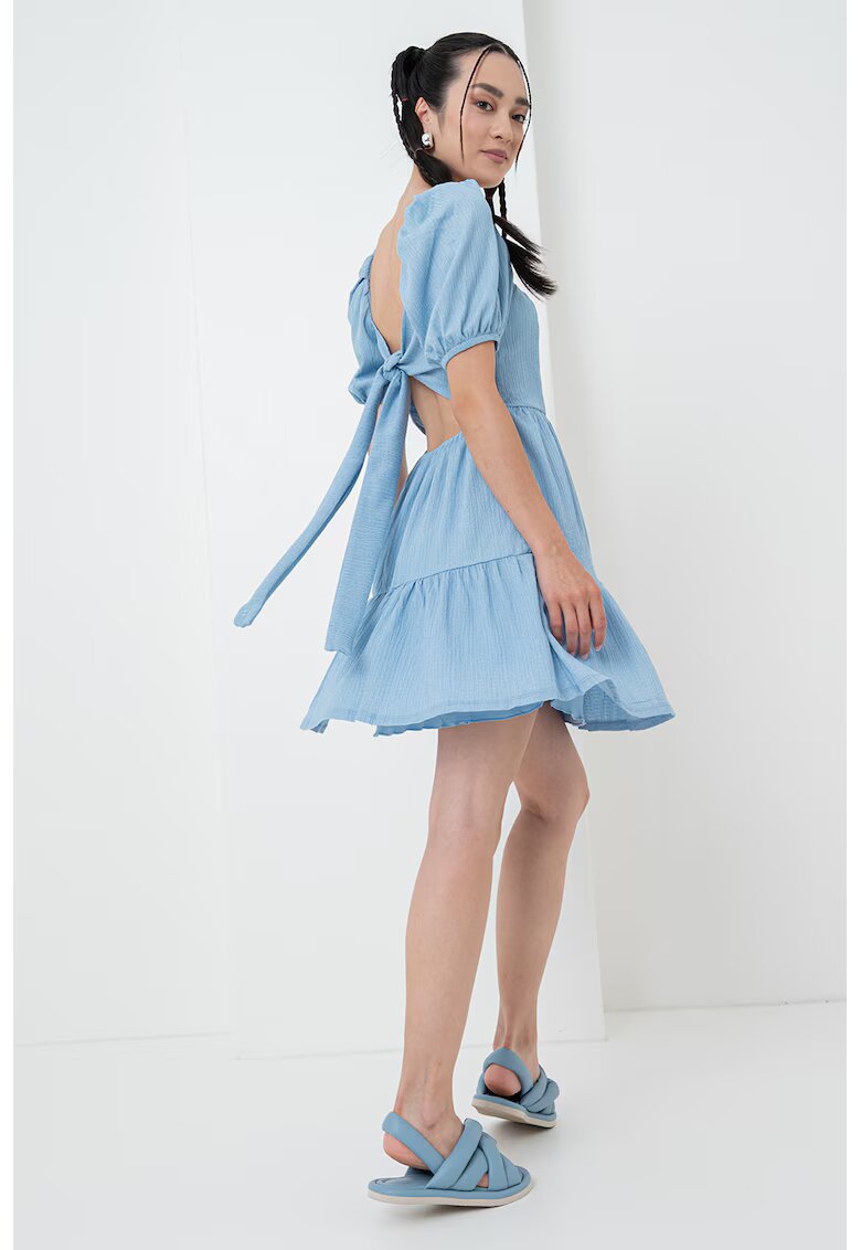 Gina Tricot Rochie evazata cu decolteu patrat - Albastru azur