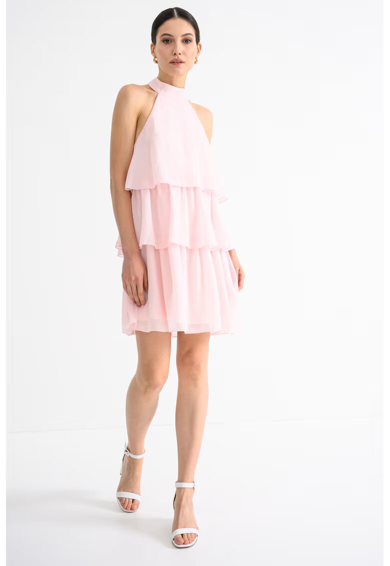 Gina Tricot Rochie halter stratificata - Roz pastel
