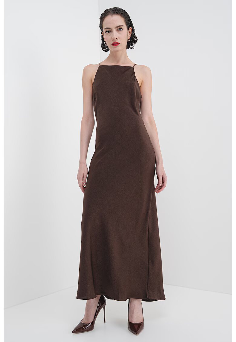 Gina Tricot Rochie lunga cu model uni - fara maneci - Maro inchis