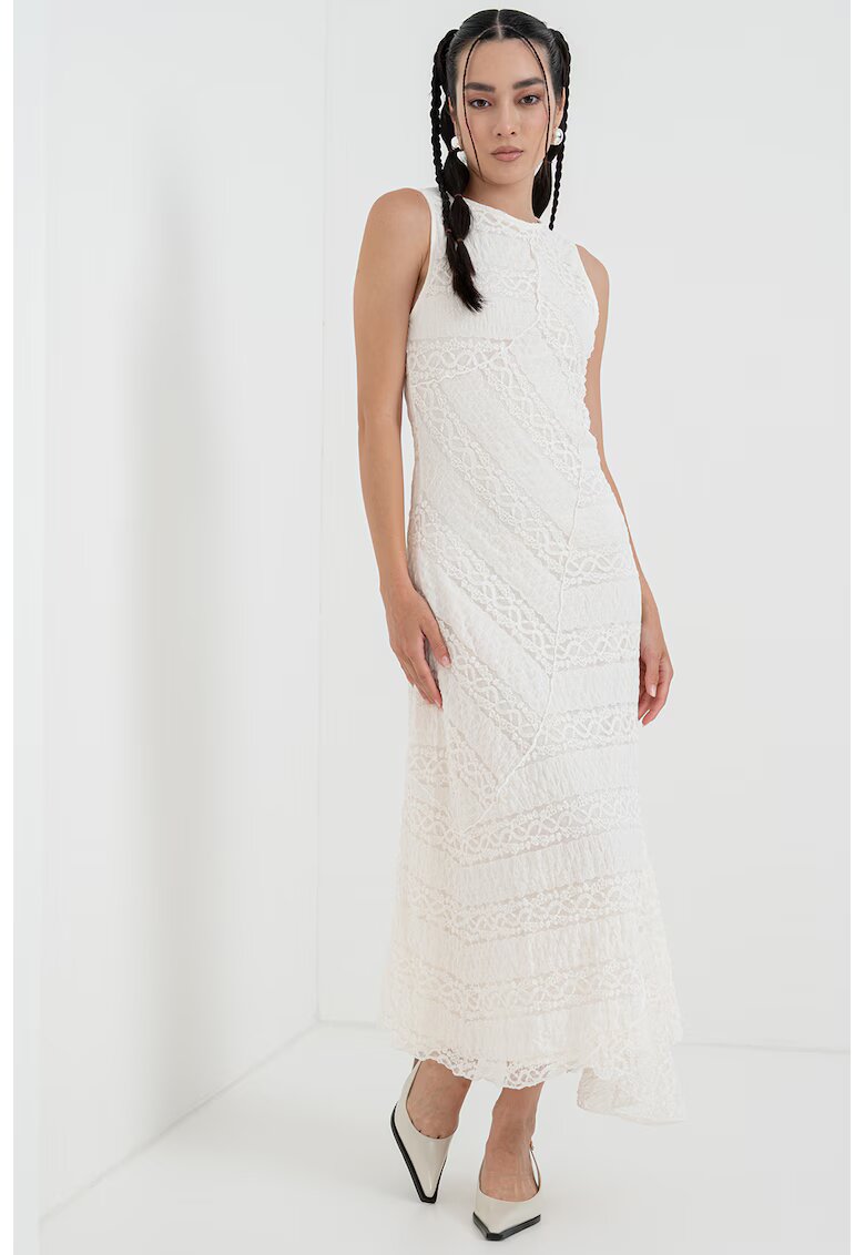 Gina Tricot Rochie midi cu dantela crosetata - Alb murdar