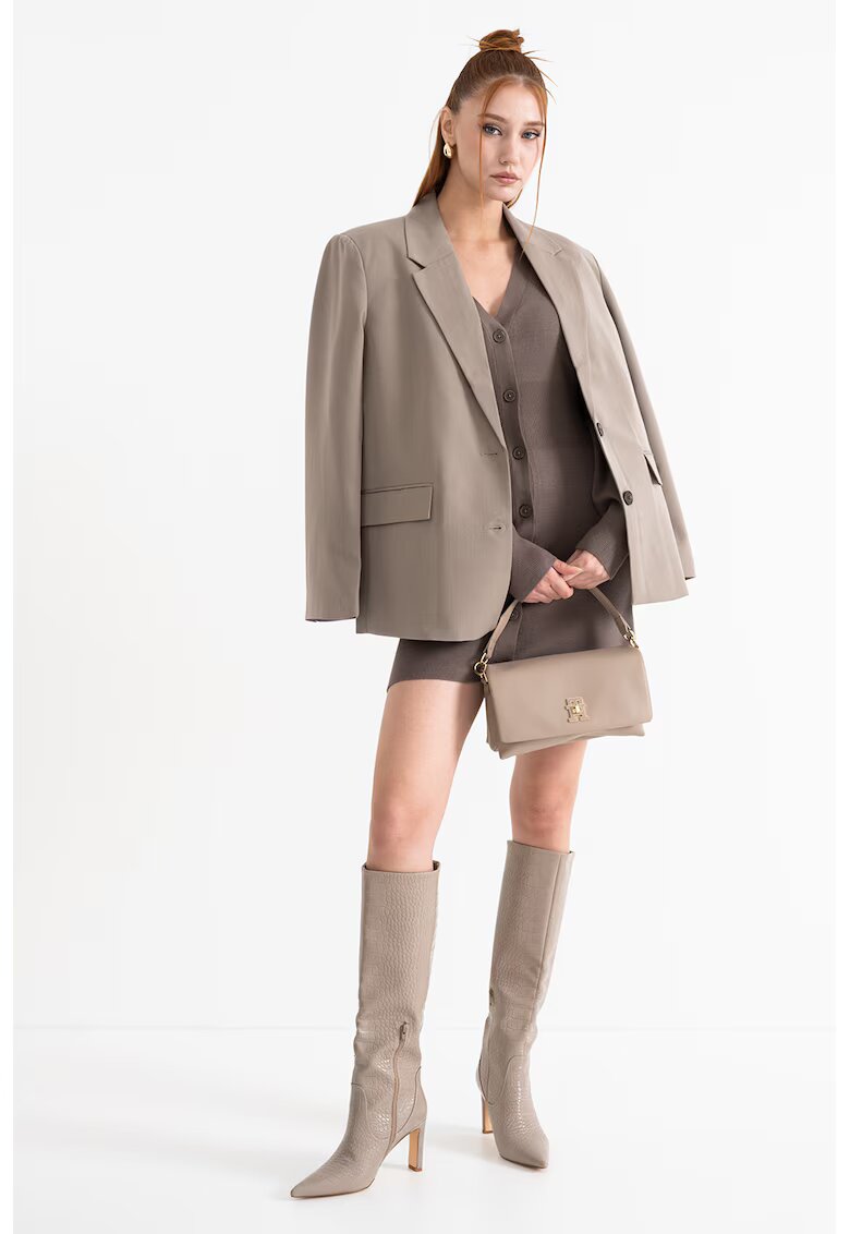 Gina Tricot Rochie mini cu nasturi si decolteu in V - Maro taupe