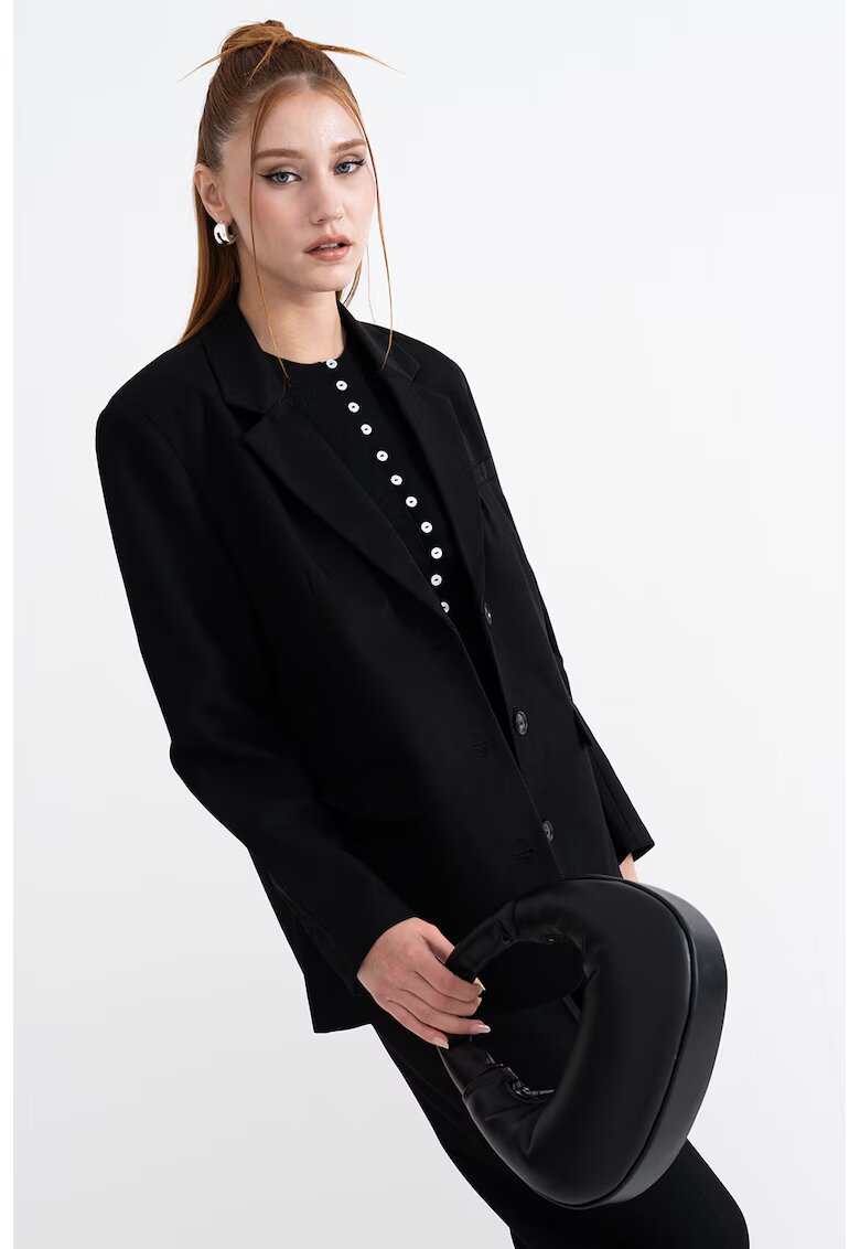 Gina Tricot Sacou cu nasturi si buzunare cu clapa - Negru