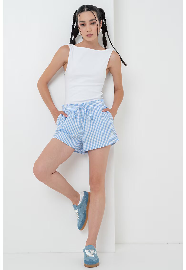 Gina Tricot Top uni cu decolteu rotund - fara maneci - Alb optic