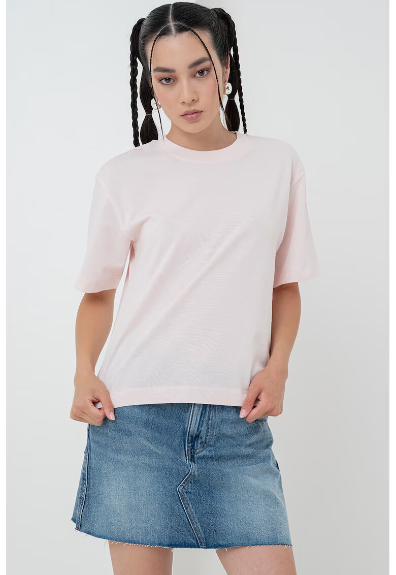 Gina Tricot Tricou uni din bumbac organic - Roz pastel