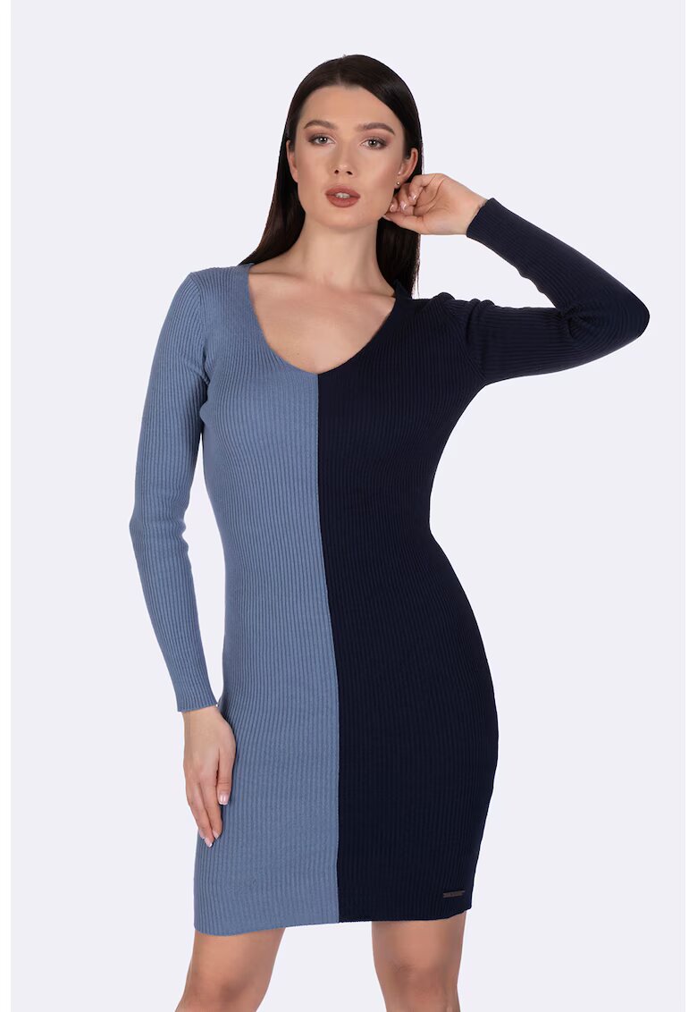Giorgio di Mare Rochie cu aspect striat si model in doua nuante - Albastru