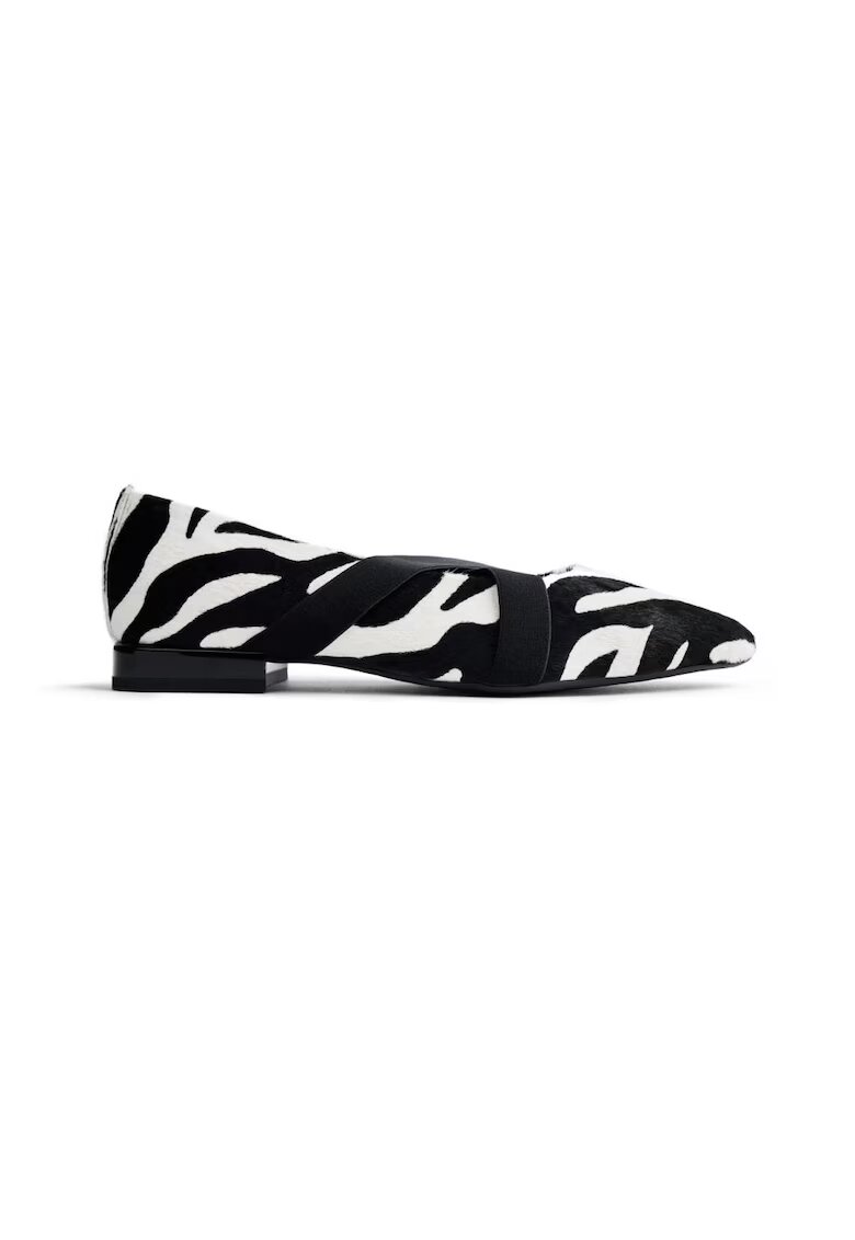 Gioseppo Balerini de piele cu animal print - Negru